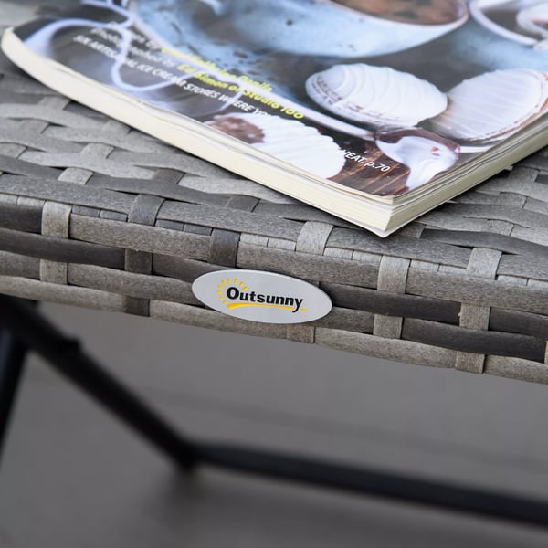 Outsunny havebord polyrattan sammenklappeligt sofabord foldebord metalstel grå 40x40x40 cm