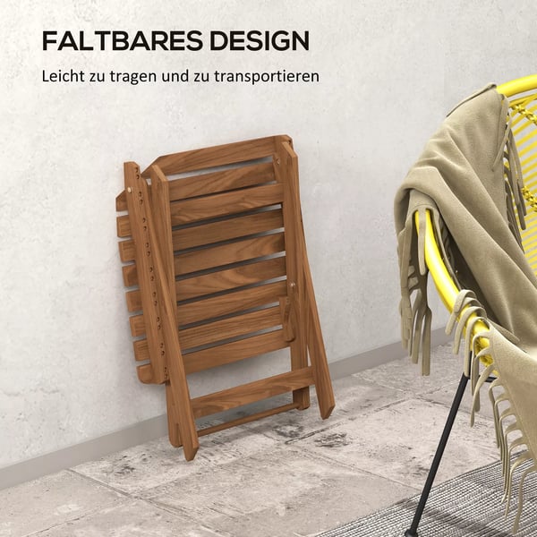 Outsunny sidebord udendørs 2-delt sæt klapbord træ have altan teak 45x45x45 cm