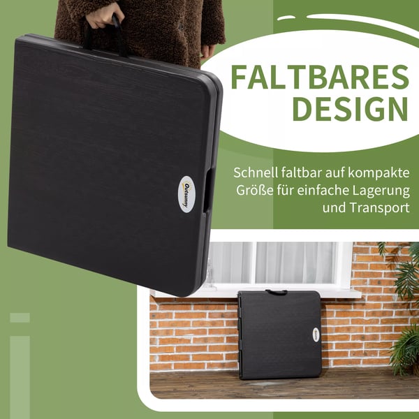 Outsunny havebord, højdejusterbart klapbord, terrassebord til 4 personer, buffetbord med stålramme, 118 x 60 x 74 cm, mørkegrå