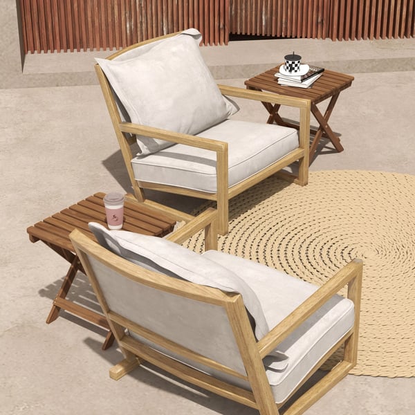 Outsunny sidebord udendørs 2-delt sæt klapbord træ have altan teak 45x45x45 cm