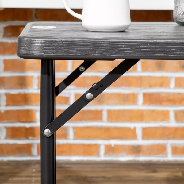 Outsunny havebord, højdejusterbart klapbord, terrassebord til 4 personer, buffetbord med stålramme, 118 x 60 x 74 cm, mørkegrå