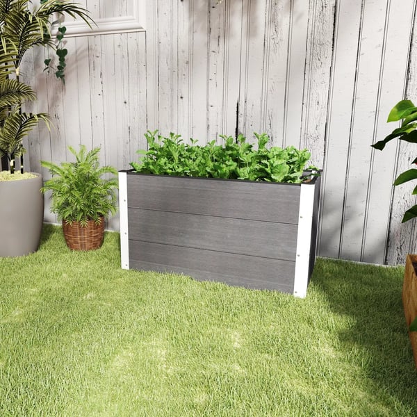 Outsunny højbed, vejrbestandig plantekasse af WPC + aluminium, uden bund, grå, 100x50x50cm