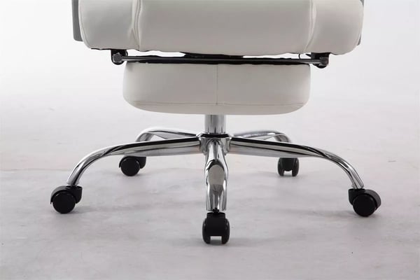 Pacific kontorstol, hvid kunstlæder, krom-look metalstel, justerbar højde, fodstøtte, ergonomisk, maks. belastning 150 kg