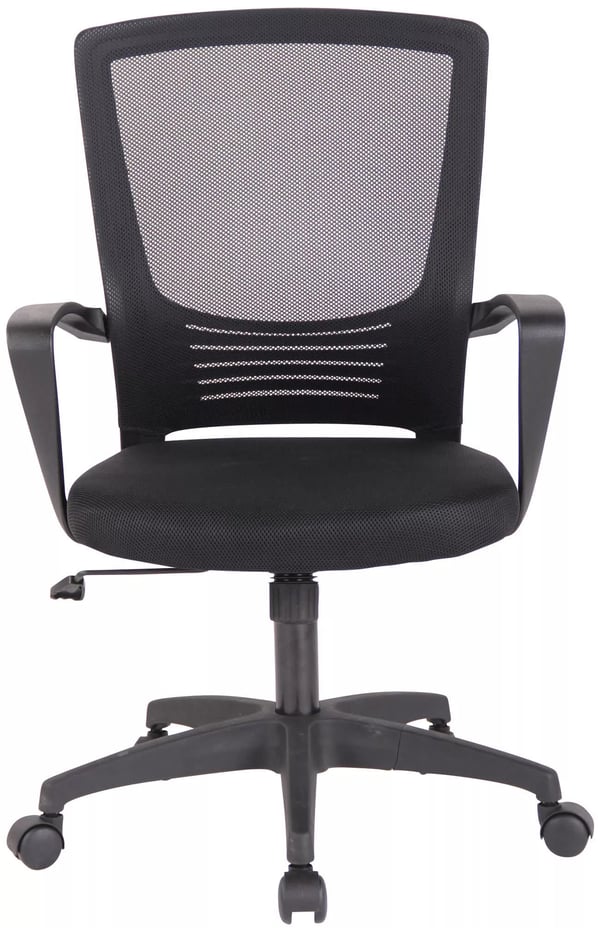 Ergonomisk kontorstol med imiteret læder, plastramme, sort/sort - maks. belastning 136 kg