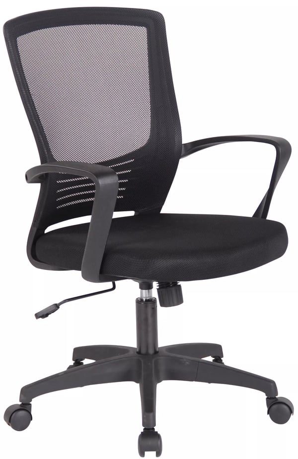 Ergonomisk kontorsstol med konstläder, plastram, svart/svart - Maxlast 136 kg