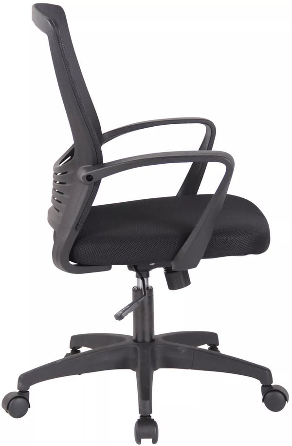 Ergonomisk kontorstol med imiteret læder, plastramme, sort/sort - maks. belastning 136 kg
