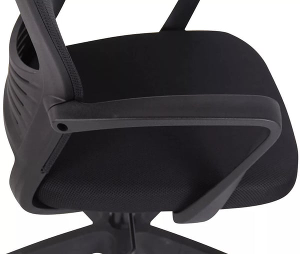 Ergonomisk kontorstol med imiteret læder, plastramme, sort/sort - maks. belastning 136 kg