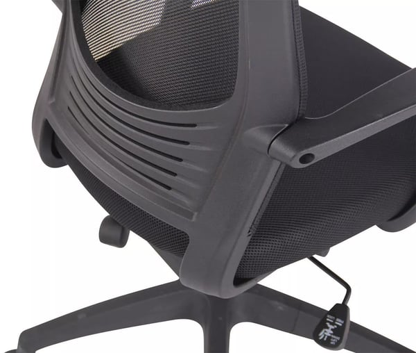 Ergonomisk kontorstol med imiteret læder, plastramme, sort/sort - maks. belastning 136 kg