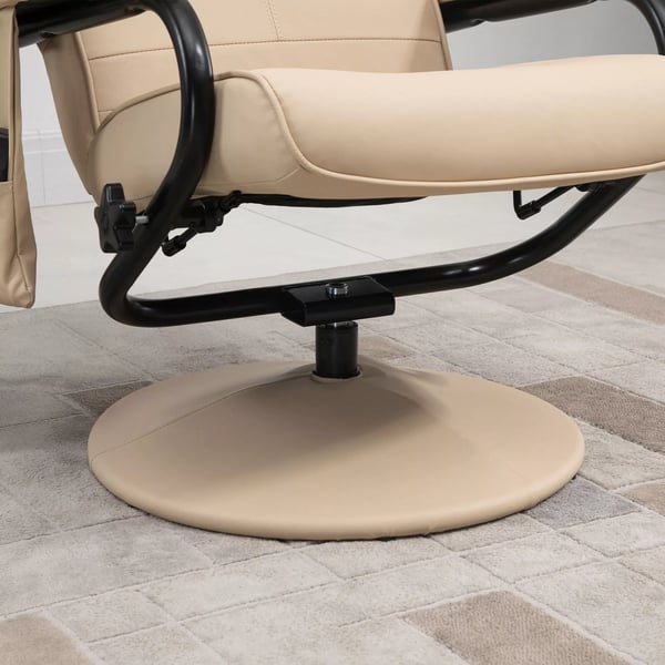 Massagestol med Liggende Funktion og Skammel, Kunstlæder, Creme - 77x84x95 cm