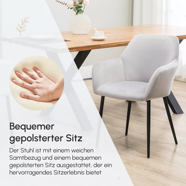 HOMCOM ruokapöytäistuimet 2 kpl, sametti-look, vaaleanharmaa
