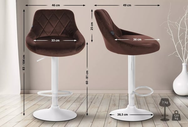 Brun stof barstol med metalstativ