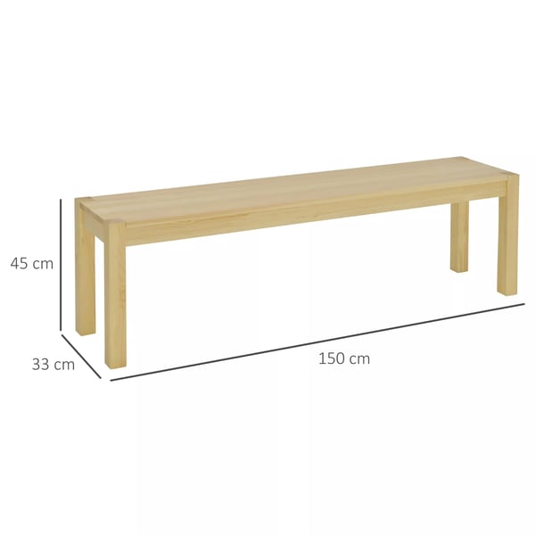 Sittbänk i furu, lantlig stil, 3-sits köksbänk, Natur, 150x33x45 cm