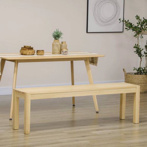 Sittbänk i furu, lantlig stil, 3-sits köksbänk, Natur, 150x33x45 cm