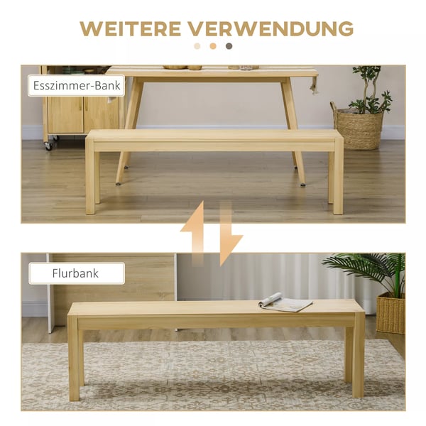 Sittbänk i furu, lantlig stil, 3-sits köksbänk, Natur, 150x33x45 cm