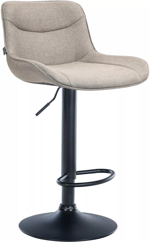 Vonore Taupe Barstol i Tyg med Metallram och Trumpetfot - Justerbar Höjd, Svängbar, Vadderad