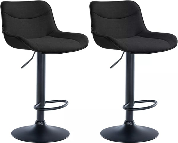 Set med 2 Vonore Barstolar i Svart Tyg med Metallram - Justerbara & Svängbara