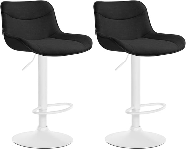 Set med 2 Vonore Barstolar i Svart Tyg med Metallram - Justerbar Höjd, 360 Svängbar, Fotstöd