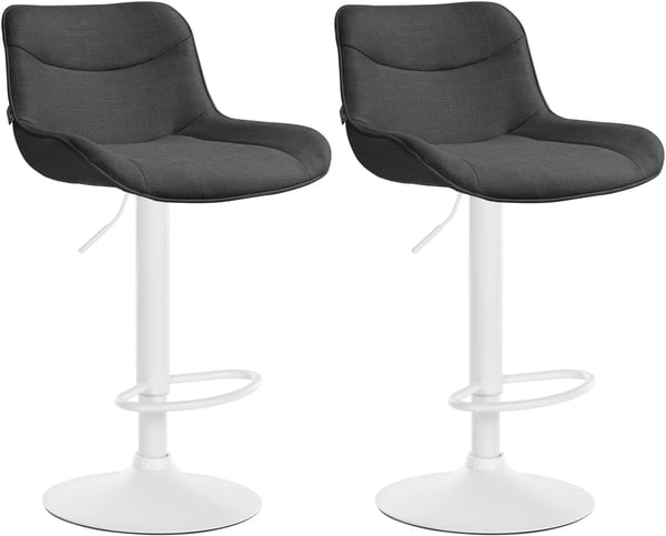 Set med 2 Vonore Mörkgrå Barstolar i Tyg med Metallram och Fotstöd