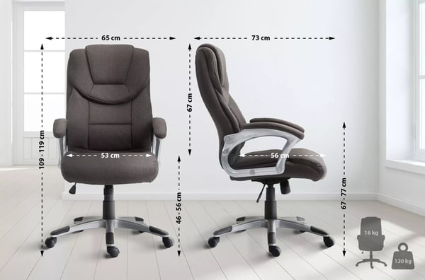 Mørkegrå stofkontorstol med plastramme - Ergonomisk, højdejusterbar, vippefunktion