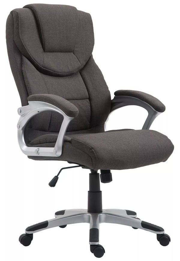 Mørkegrå stofkontorstol med plastramme - Ergonomisk, højdejusterbar, vippefunktion
