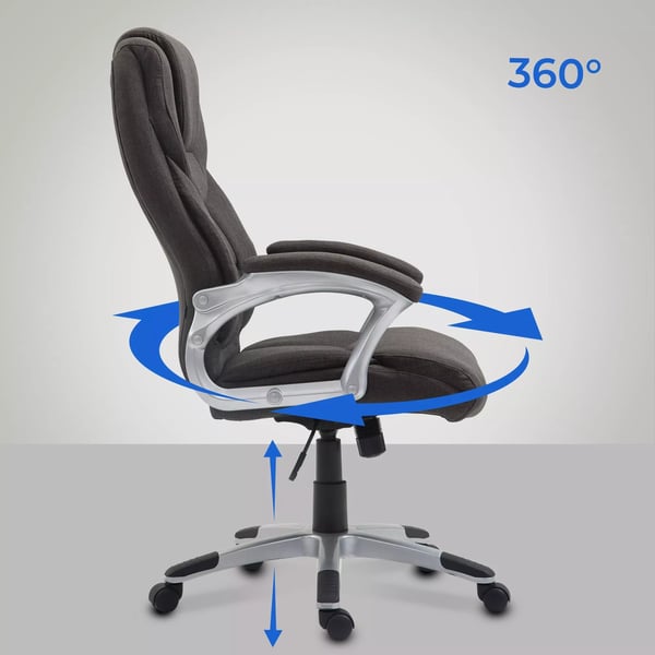 Mørkegrå stofkontorstol med plastramme - Ergonomisk, højdejusterbar, vippefunktion