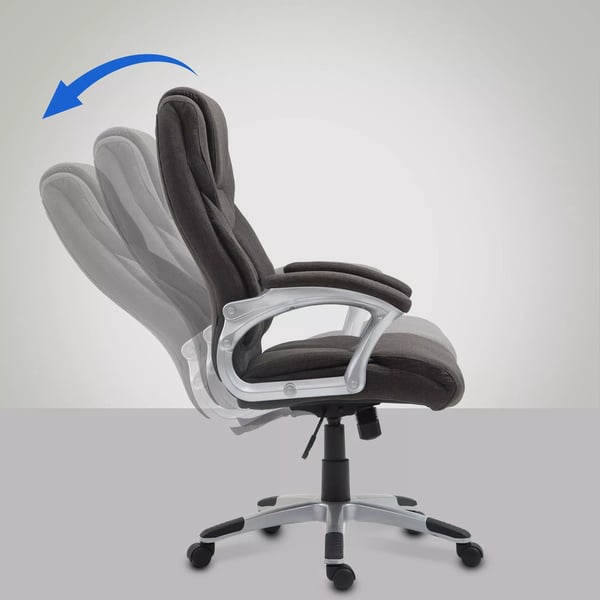 Mørkegrå stofkontorstol med plastramme - Ergonomisk, højdejusterbar, vippefunktion