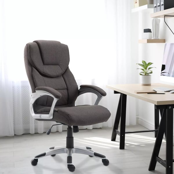 Mørkegrå stofkontorstol med plastramme - Ergonomisk, højdejusterbar, vippefunktion