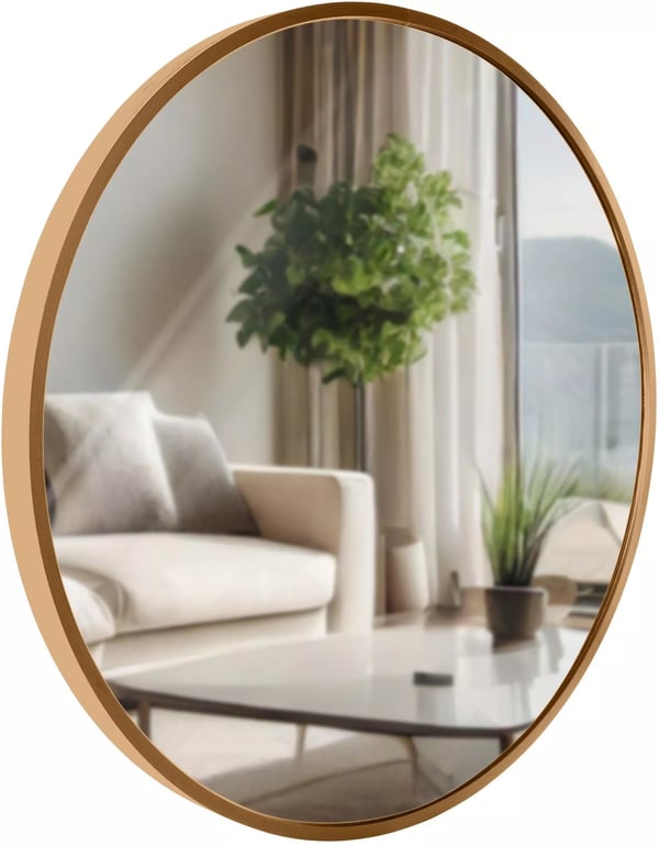 Elsie M Vægspejl - Rund Metalramme, Guldmatt Finish, 45 cm Diameter