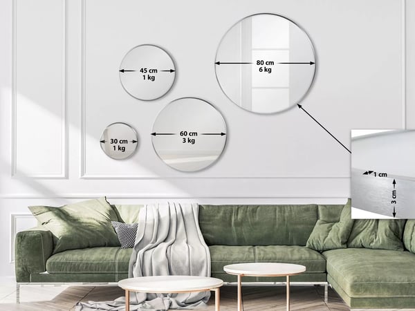 Elsie M Vægspejl - Rund Metalramme, Sølvfinish, 45 cm Diameter