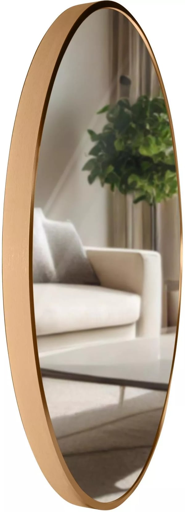 Elsie L Guld Mat Metal Vægspejl 60cm, Rundt, Minimalistisk Design, Monteringsudstyr Inkluderet