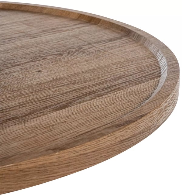 Aspen rundt træ sidebord med mat sort metalramme - Brun