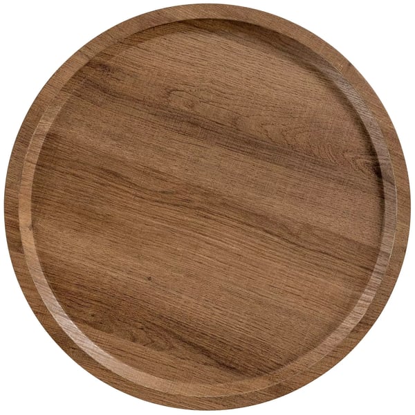 Aspen rundt træ sidebord med mat sort metalramme - Brun