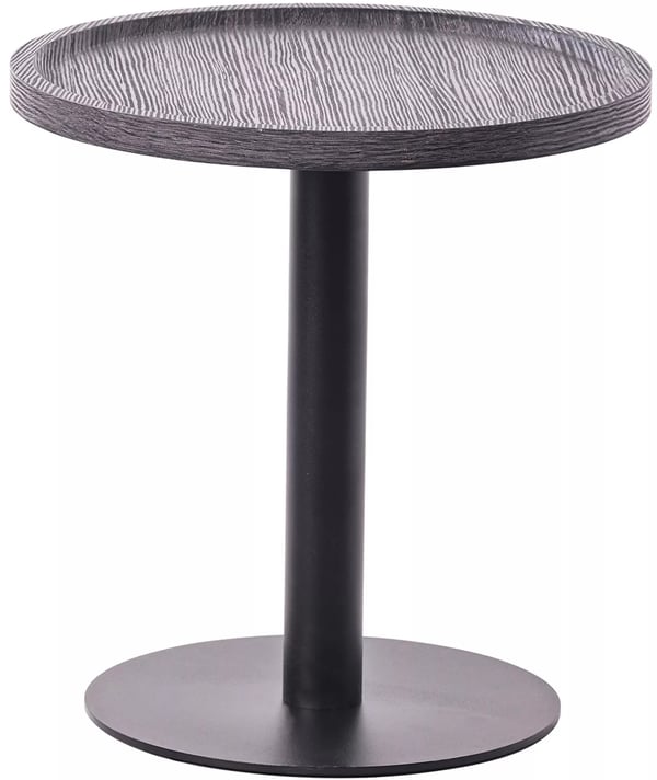 Aspen rundt sidebord med mat sort metalramme - grå træplade, 40x42 cm