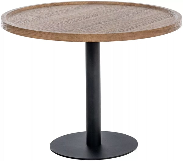Aspen rundt træ sidebord med mat sort metalramme - Brun