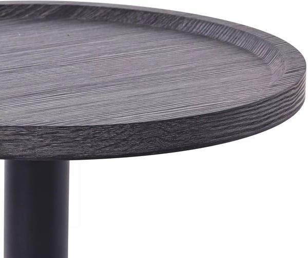 Apupöytä Aspen, pyöreä puinen kansi, mattamusta metallirunko, halkaisija 60 cm