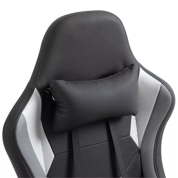 Ergonomisk Gaming Stol - Hjdejusterbar, med Lændestøtte og Fodstøtte, PU-Læder, Sort