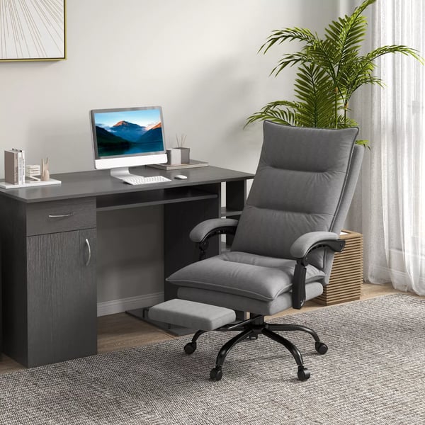 Vinsetto Ergonomisk Kontorstol med Massage og Varme - Mikrofiber, Grå