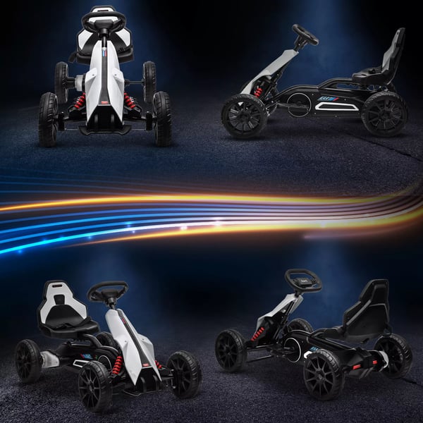 HOMCOM Elektrisk Gokart til Børn, 12V, 3-5 km/t, Hvid Plastik