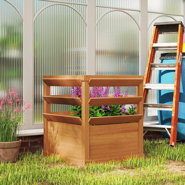 Outsunny H'jbed med Espalier i Gran, 65x65x73cm - Perfekt til Klatreplanter og Havebrug