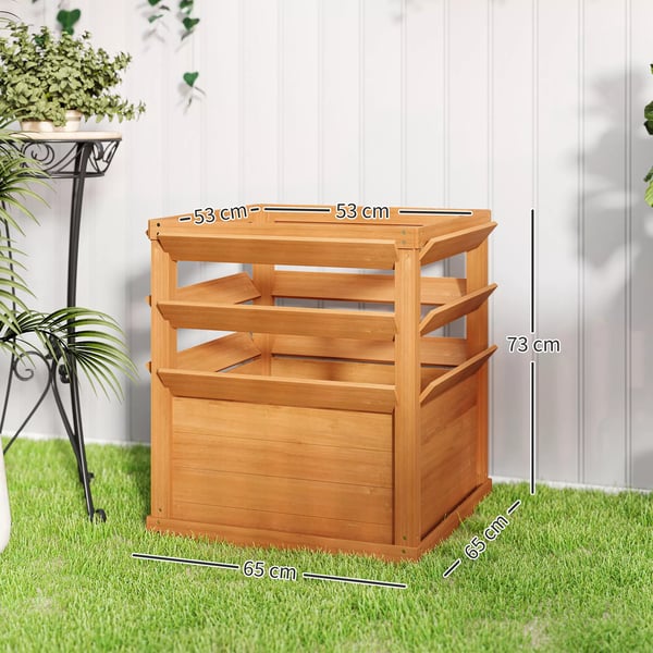 Outsunny H'jbed med Espalier i Gran, 65x65x73cm - Perfekt til Klatreplanter og Havebrug