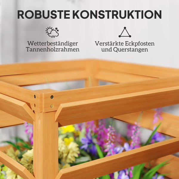 Outsunny H'jbed med Espalier i Gran, 65x65x73cm - Perfekt til Klatreplanter og Havebrug