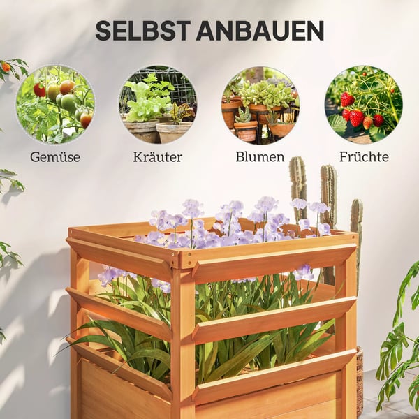 Outsunny H'jbed med Espalier i Gran, 65x65x73cm - Perfekt til Klatreplanter og Havebrug