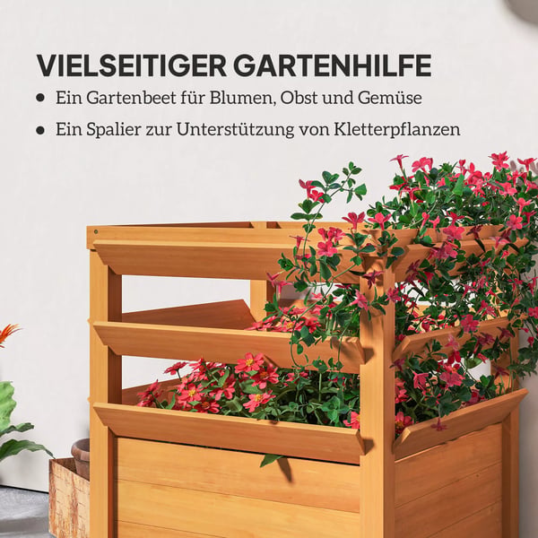 Outsunny H'jbed med Espalier i Gran, 65x65x73cm - Perfekt til Klatreplanter og Havebrug