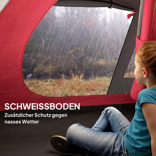 Outsunny campingtelt til 3 personer - Vandtæt, UV50+ kuppeltelt i polyester, grå, med veranda og bundplade. Ideel til camping og rejser.