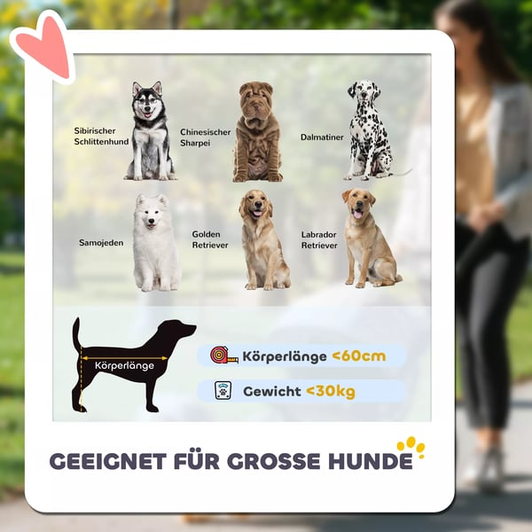 PawHut Hundevogn (Mørkegrå, Polyester) - Foldbar, Kapacitet 30kg, Mesh-vinduer, Opbevaring