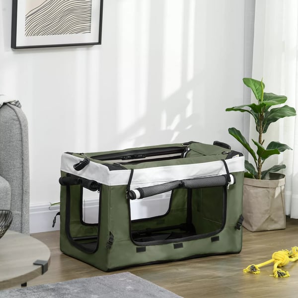 PawHut 2-i-1 Hundevogn/Klapvogn til Hunde & Katte op til 10 kg, Foldbar, Mørkegrøn