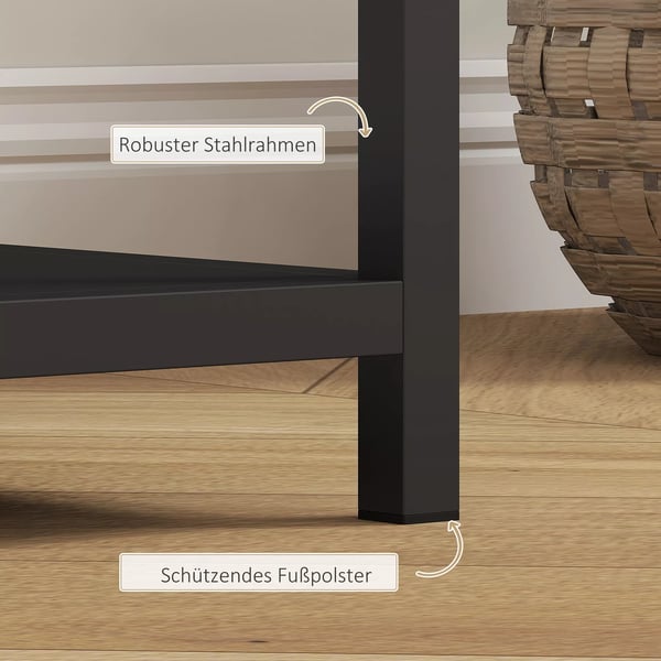 HOMCOM Konsolbord med 4 hylder, stålramme, til entré/gang, 110x30x75 cm, sort