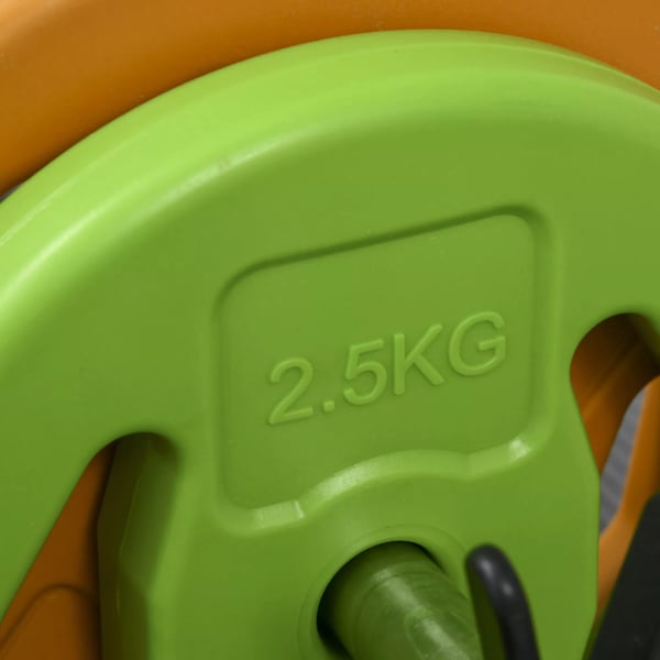 HOMCOM Vægtstangssæt 20 kg - Metal, skridsikkert greb, orange/grøn/gul