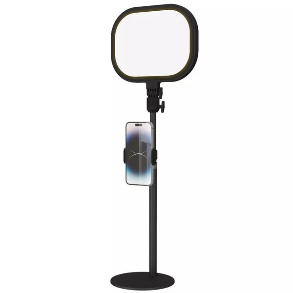 HOMCOM Bordlampe i metal, sort, med telefonholder, 5 farvetilstande & 10 lysstyrkeniveauer, hukommelsesfunktion