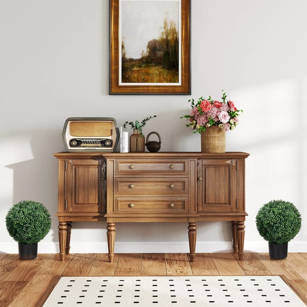HOMCOM Kunstig Buksbom, Sft af 2, 52 cm, UV-bestandig, Grn PE